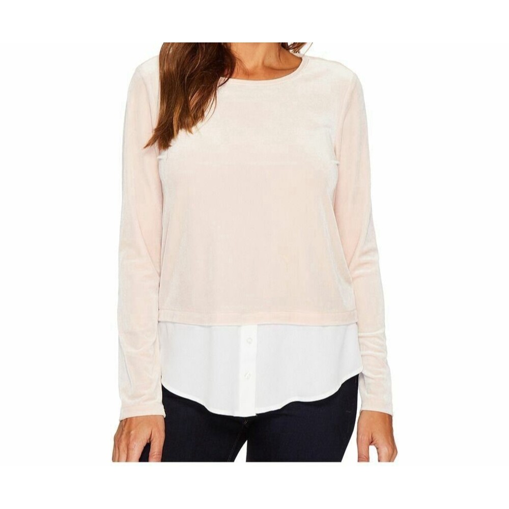 NWT Calvin Klein Velvet Two-fer Mixed Media Layered Top Womens M